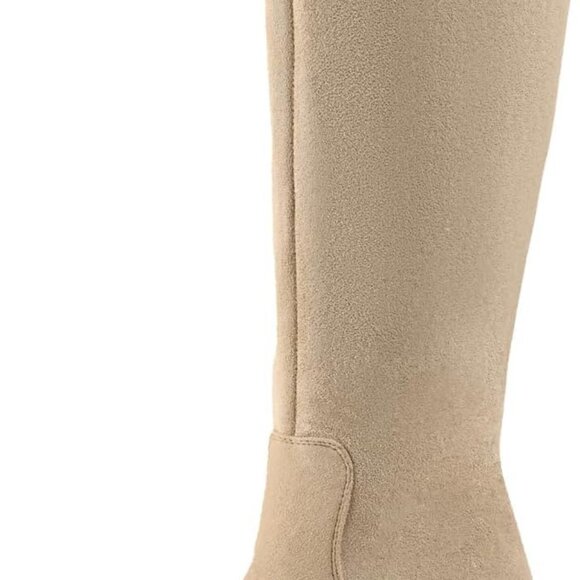Knee High Boots for Women Cowboy Suede Pointed Toe Tall Mid Stacked Chunky Block - Picture 1 of 6